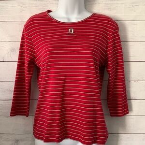 EUC Cutter & Buck OSU Striped Ohio State University Long-Sleeved Shirt